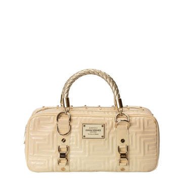 Gianni Versace Cream Quilted  Leather Bowler Bag