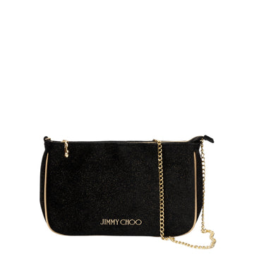 Jimmy Choo Black & Gold Glitter Velvet Crossbody Bag