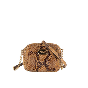 Michael Kors Brown Python Embossed Leather Crossbody Bag