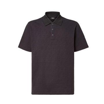 Fendi Polo Shirt Black Piqué Ff Jacquard Polo Shirt