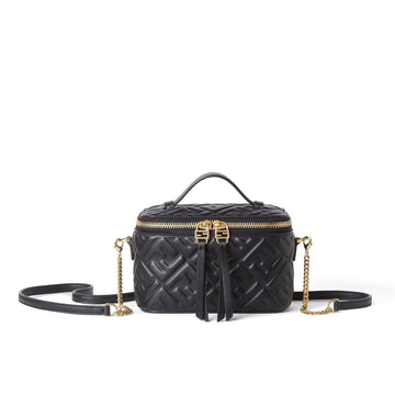 Fendi Vanity Black Nappa Leather Mini-Bag With Ff Motif