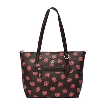Coach Rose Print City Zip Tote