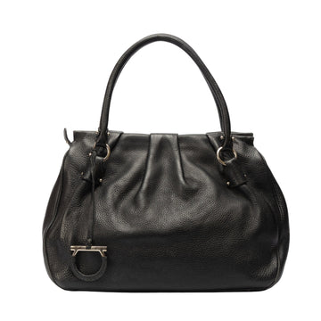 Salvatore Ferragamo Black Pebbled Leather Shoulder Bag