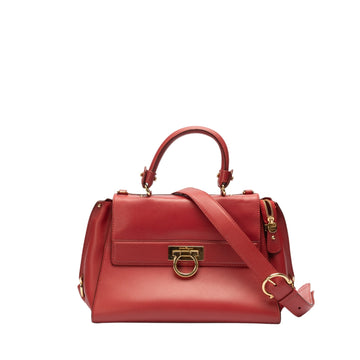 Salvatore Ferragamo Red Leather Sofia Top Handle Bag