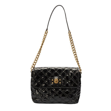 Marc Jacob Black  Leather Quilted Flap Shoulder Bag