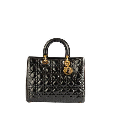 Lady Dior Black Cannage Quilted  Leather Bag