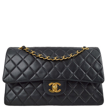 Top Quality Chanel 2000-2001 Black Leather Medium Classic Double Flap Bag