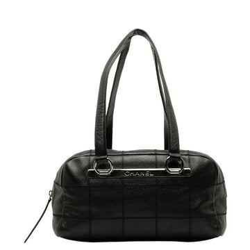 Top Quality Chanel Chocolate Bar Logo  Mini Boston Bag Handbag Black Leather/canvas  CHANEL