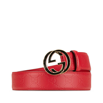 Gucci Interlocking G Leather Belt Red Gold