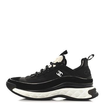 Velvet Calfskin Mixed Fibers CC Sneakers 40 Black
