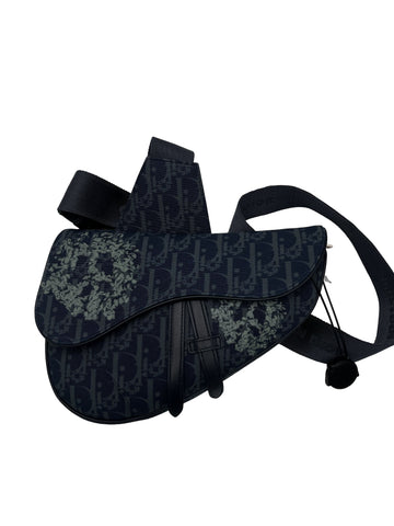 Christian Dior Saddle Tripple Pouch Oblique Canvas Black Canvas Crossbody Bag Bag ()