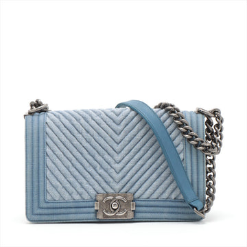 Top Quality Chanel Blue Leather/denim Chain Shoulder Bag
