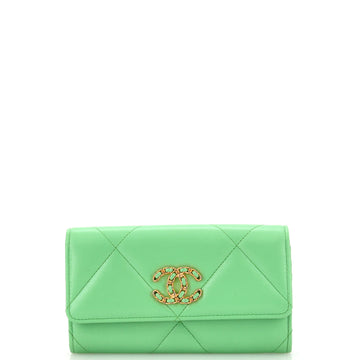 CHANEL 19 Flap Wallet Quilted Lambskin Long