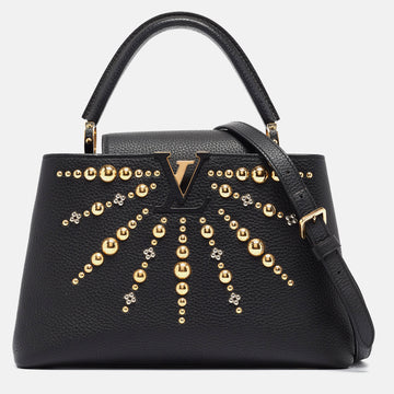 Louis Vuitton Black Leather Studded Sol Capucines Pm Bag