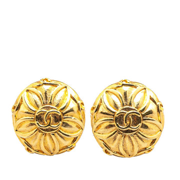 Chanel Gold Plated Coco Mark Flower Vintage Earrings