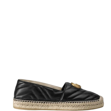 GG BLACK ESPADRILLE MATELASSE CHEVRON LEATHER WITH DOUBLE G