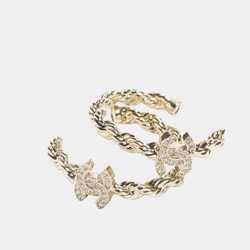 Hoop Earrings Metal & Diamantes Golden & Crystal