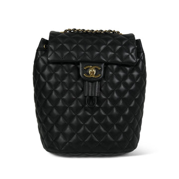 Black leather Quilted Urban Spirit Backpack Small GHW