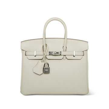 Birkin 25 Mushroom Veau Togo Palladium Plated U Stamp