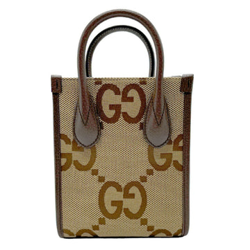 Gucci Brown Canvas Leather Handbag Shoulder Bag