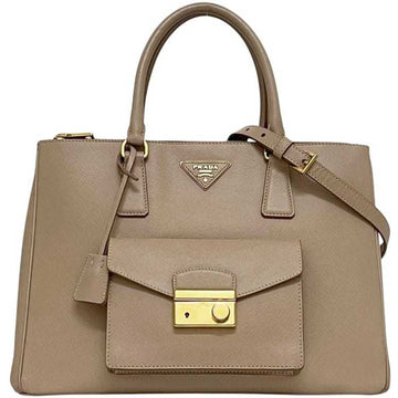 Front Pocket Double Zip Lux Tote Saffiano Leather Medium