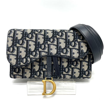 Christian Dior Navy Leather Canvas Fanny Pack Sling Bag ()