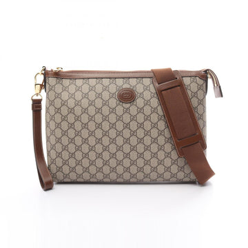 Gucci Beige Brown Pvc Coated Canvas Leather Shoulder Bag