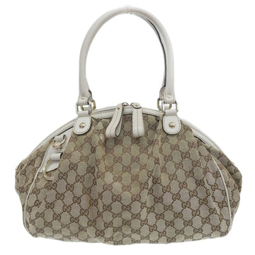 Gucci Gg Canvas Beige Gg Canvas Leather Handbag Tote Bag