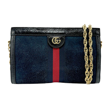 Gucci Navy Red Color Suede Leather Shoulder Bag