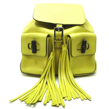 Gucci Yellow Gg Canvas Leather Backpack