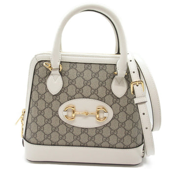 Gucci Beige White Coated Canvas Leather Shoulder Bag