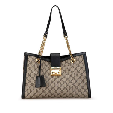 Gucci Beige Black Gg Supreme Leather Shoulder Bag Tote Bag
