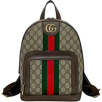 Gucci Beige Brown Green Red Color Pvc Leather Backpack