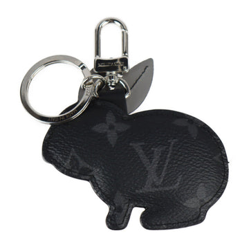 LOUIS VUITTON Portocre Animal Rabbit Keychain M63224 Monogram Eclipse Leather Black Gray Silver Metal Fittings Key Ring Bag Charm