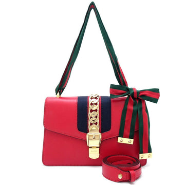 Gucci Navy Red Color Leather Shoulder Bag