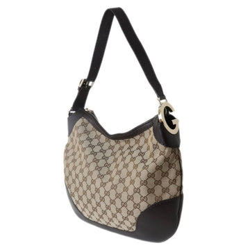 Gucci Dark Brown Khaki Jacquard Leather Shoulder Bag