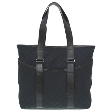 Gucci Gg Canvas Black Gg Canvas Leather Tote Bag