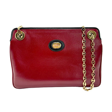 Gucci Black Red Color Leather Shoulder Bag