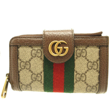 Gucci Ophidia Beige Brown Gg Canvas Leather Coin Purse/Coin Case