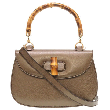 Gucci Bronze Bamboo Leather Handbag Shoulder Bag