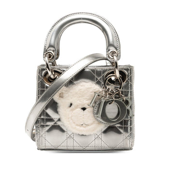 Christian Dior Silver  Leather Fur Handbag Shoulder Bag ()