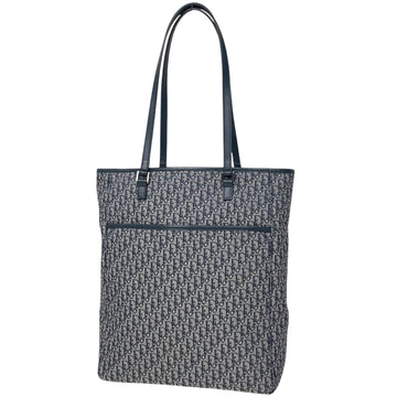 Christian Dior Navy Canvas Leather Handbag Tote Bag ()