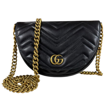 GG Marmont Half Moon Flap Crossbody Bag Matelasse Leather Mini