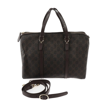 Gucci Dark Brown Gg Supreme Leather Boston Bag Handbag Shoulder Bag