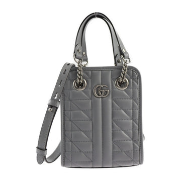 Gucci Gg Marmont Gray Leather Handbag Shoulder Bag Tote Bag
