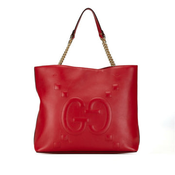 Gucci Red Color Leather Handbag Shoulder Bag Tote Bag