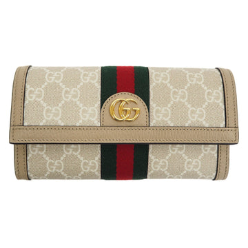 Gucci Ophidia Beige White Gg Supreme Long Wallet (Bi-Fold)