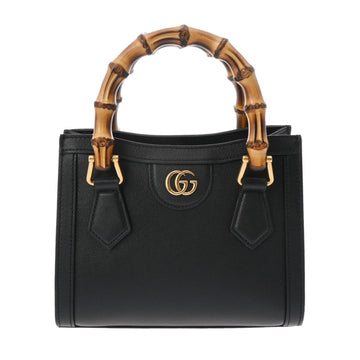 Gucci Black Yellow Leather Handbag Tote Bag