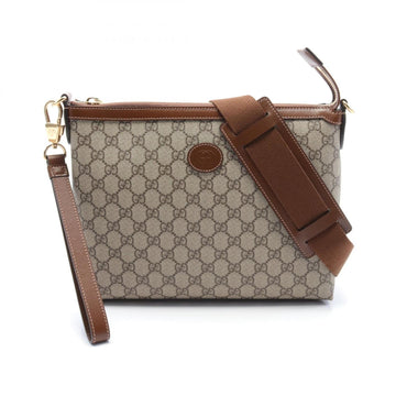 Gucci Beige Brown Pvc Coated Canvas Leather Messenger Bag Shoulder Bag