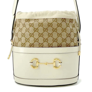 Gucci Horsebit Beige Ivory Leather Canvas Shoulder New 1:1 Bags
